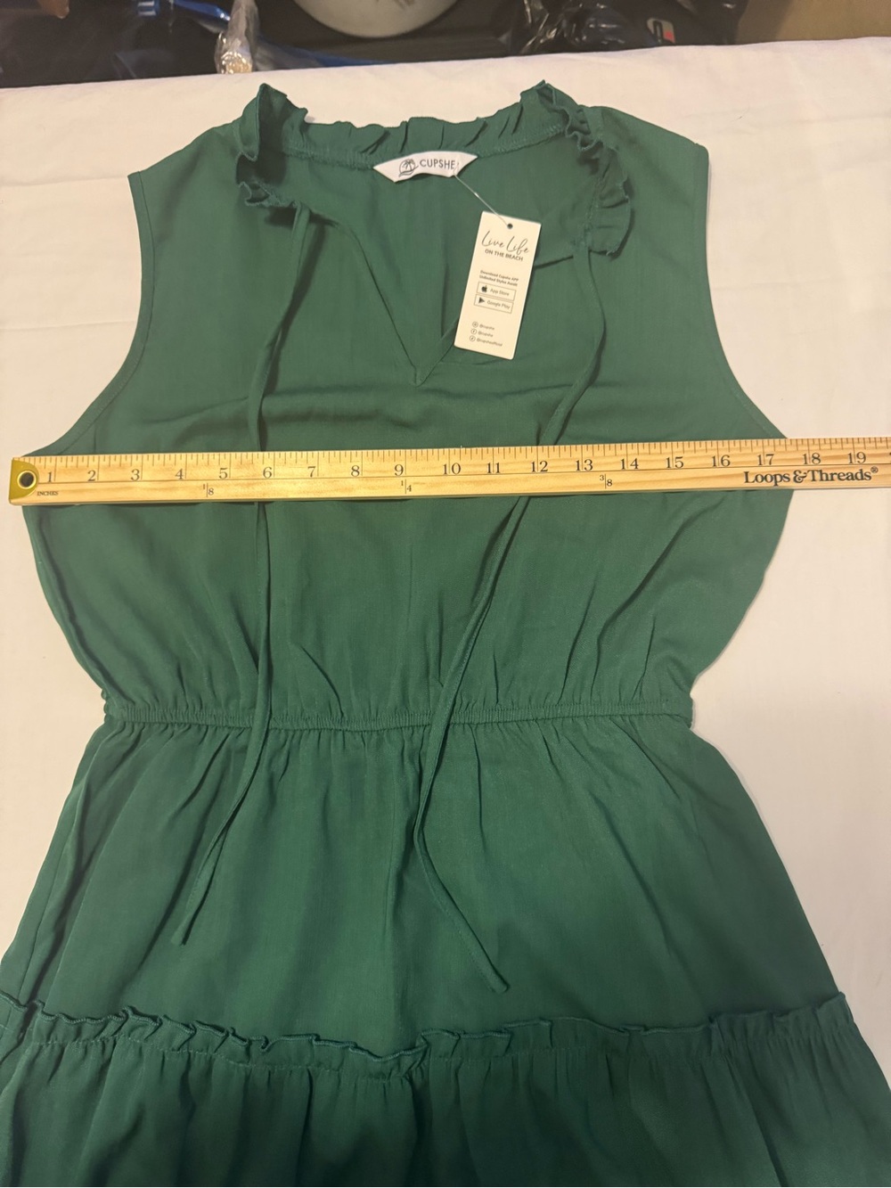 Cupshe Women’s Small Emerald Green Tiered Mini Dress NWT Ruffle Boho - Picture 8 of 10
